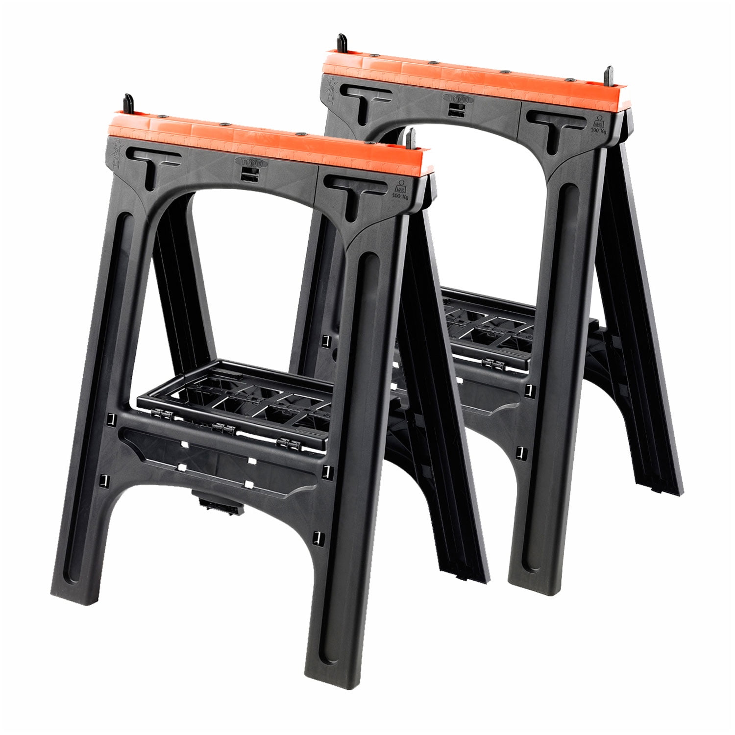 Tood SH020 Portable 441 Pound Capacity Folding Work Bench Saw Horse, Set of 2