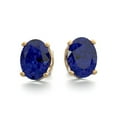 thumbnail image 4 of SuperJeweler 3 Carat Oval Shape Sapphire Stud Earrings In 14K Yellow Gold Over Sterling Silver For Women, 4 of 5