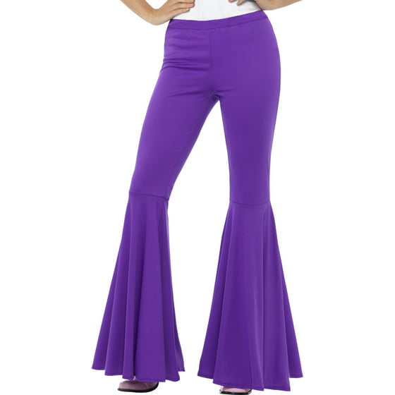 Smiffy's - Adult's Womens Purple 70s Flared Groovy Disco Pants Costume ...