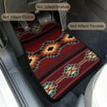 thumbnail image 3 of Universal Car Floor Mats Set of 4,Rustic Brown Beige Teal Western Country Cowboy Tooled Leather Vehicle Front Rear Carpets Non-Slip Rugs Auto Accessories Fit for SUV Van Truck, 3 of 4