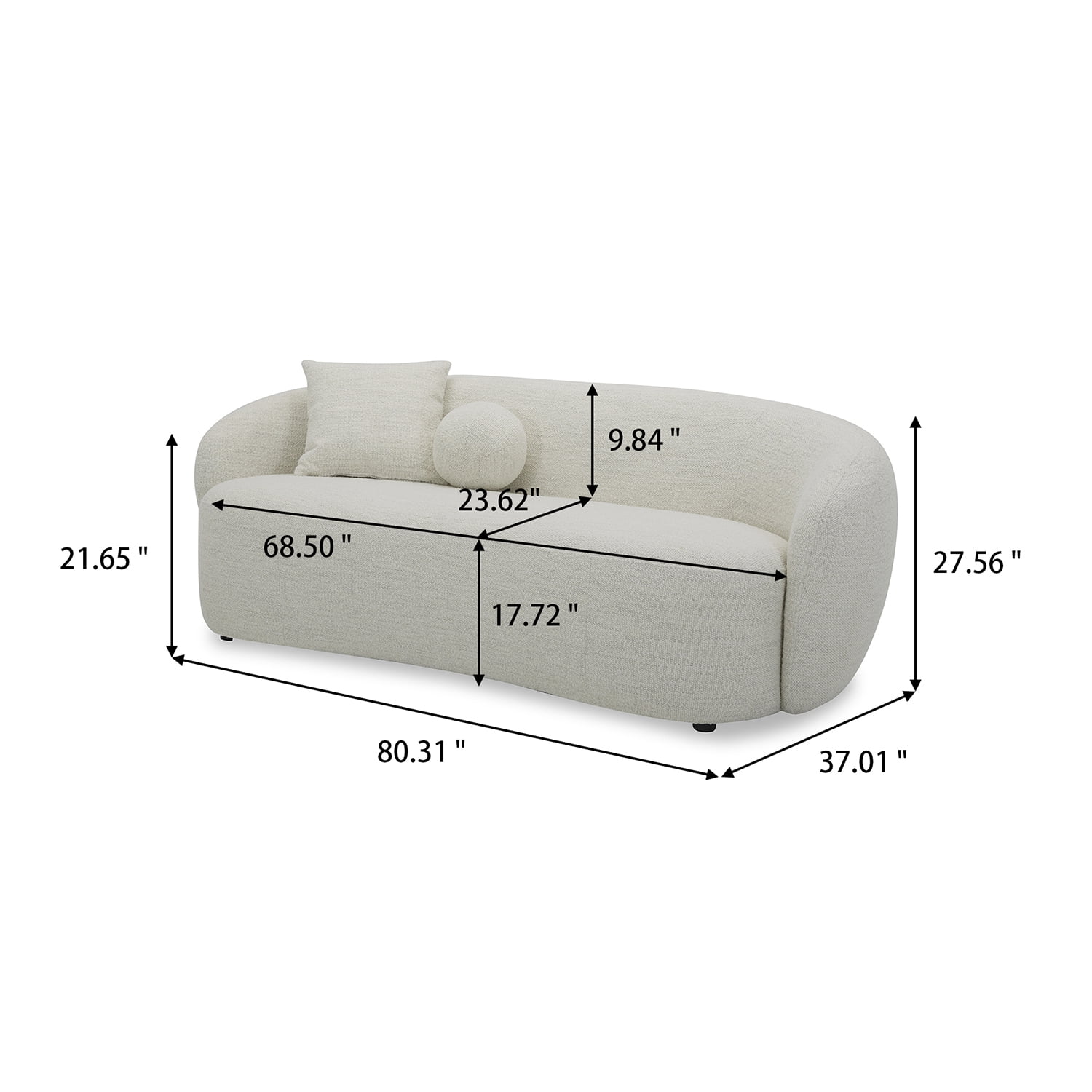 Better Homes & Gardens Juliet Curved 80.31" Sofa, Ivory