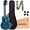 Blue, variant on AODSK  21"  Ukulele Kit with Case, Clip-On Tuner, Strap, Nylon Strings, Picks, Online Lesson, Ukelele Beginner Series (Natural)