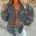 thumbnail image 2 of BiZtdJrK Womens Fleece Zip Up Jacket with Hooded Solid Color Long Sleeve Sweatshirt Jackets Casual Pockets Hoodies Coat Fall Clothes Today's Lightning Sales Gray M, 2 of 9