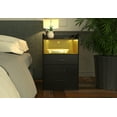 SUPERJARE Nightstand with Charging Station and LED Light Strips, End