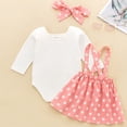 thumbnail image 4 of Durtebeua Toddler Baby Girl Skirt Outfit Ribbed Romper Striped Skirt with Headband Outfit Set 6-9 Months, 4 of 6