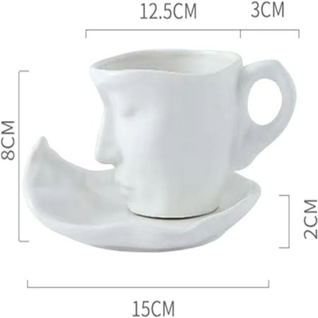 

YIRENWL Special and Romantic Black Ceramic Coffee Mug Set with Matching Saucer - Modern and Unique Design - Perfect for Cappuccino or Tea - Ideal Birthday Gift - 260ml Capacity