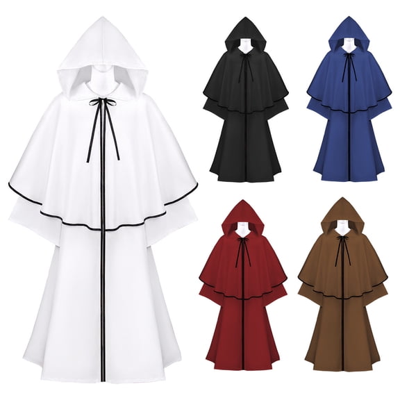 Hvyesh Friar Hooded Cape for Men Women Medieval Cloak Viking Cloak Renaissance Role Play Costume