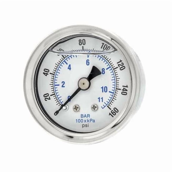 Pic Gauges Pressure Gauge,1/8 in. NPT,1-1/2 in. 202L-158F