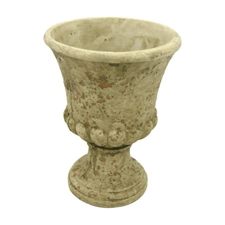Footed Urn - Three Hands Terracotta Distressed Gray Footed Urn