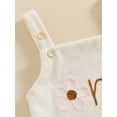 thumbnail image 5 of Caoirhny Baby Girls Romper Overalls Bodysuit Letter Flower Embroidery Buttons Straps Infant Jumpsuit Summer Clothes, 5 of 9