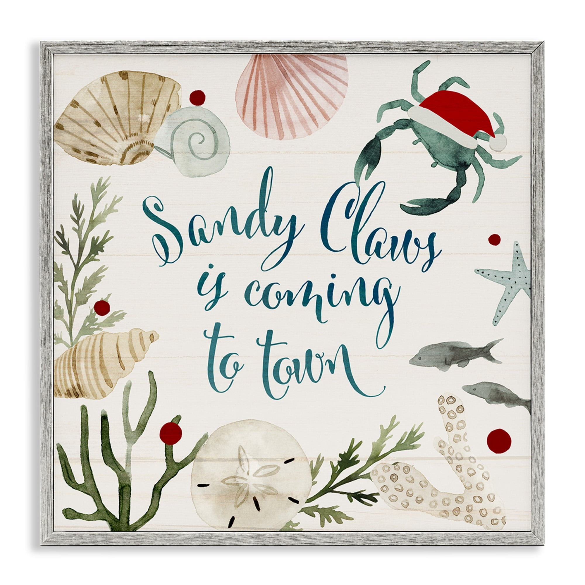 Stupell Industries Santa Claus Nautical Beach Holiday Sandy Christmas, 24 x 24,Design by Victoria Barnes