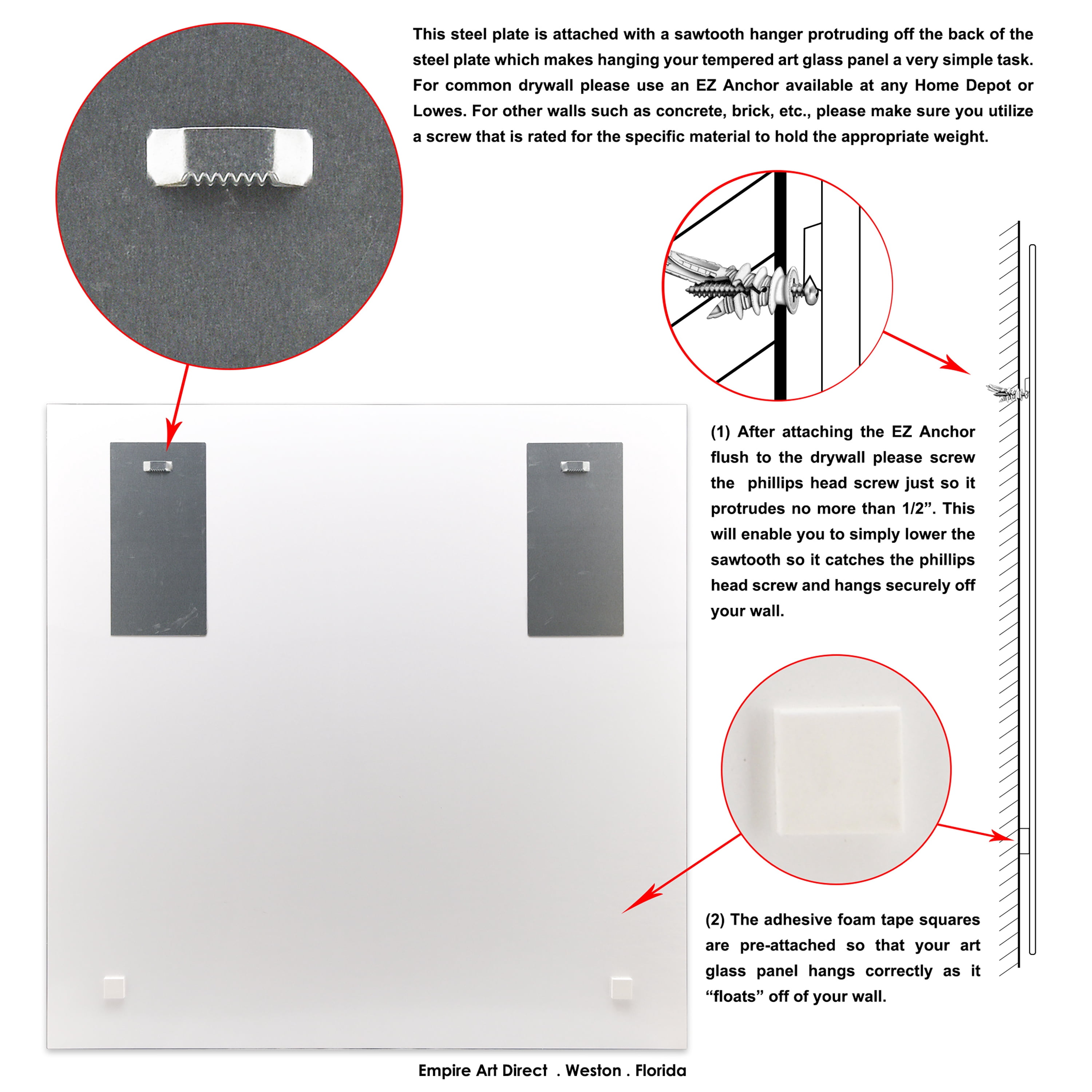 Empire Art Direct Full Moon Frameless Free Floating Tempered Glass Panel Graphic Wall Art, 40" x 40" x 0.2", Ready to Hang