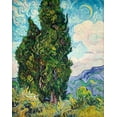 thumbnail image 2 of Van Gogh, Vincent 15x18 Gold Ornate Wood Framed with Double Matting Museum Art Print Titled - Cypresses (1889), 2 of 4