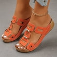 thumbnail image 6 of RUIYANQI Women's Open Toe Slide Sandals Cutout Design Comfortable Wedge Heel Summer Beach Shoes Casual Outdoor Footwear Trendy Vacation Sandals Orange Women Sandal, 6 of 8
