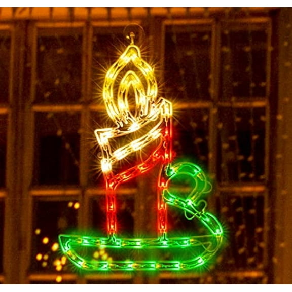 18" 50 Lighted Candle Christmas Light, Window Sculpture Decoration