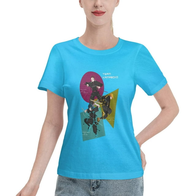 T-Shirt Basique à Manches Courtes pour Femmes Style de Rue Demon Slayer