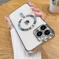 thumbnail image 1 of wangyu For Magsafe Clear Lens Protector Magnetic Wireless Charging Case For iPhone 15 14 11 12 13 Pro Max Plating Soft Silicone Cover, 1 of 7