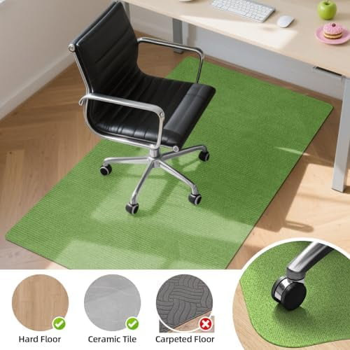 Office Chair Mat for Hardwood Floor, 55" x 35" Anti-Slip Mats for Rolling Chair, Large Computer Gaming Chair Mat, Tile Floors Protector for Office Home Gym, Green