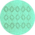 thumbnail image 1 of Ahgly Company Indoor Round Oriental Turquoise Blue Traditional Area Rugs, 4' Round, 1 of 4