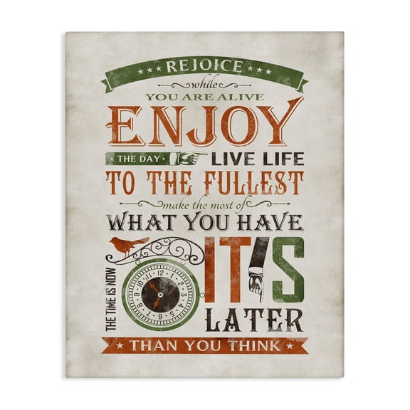 Stupell Industries Eclectic Now Is The Time Inspirational Word Design Canvas Art, 16 x 20, by Estera Kecek