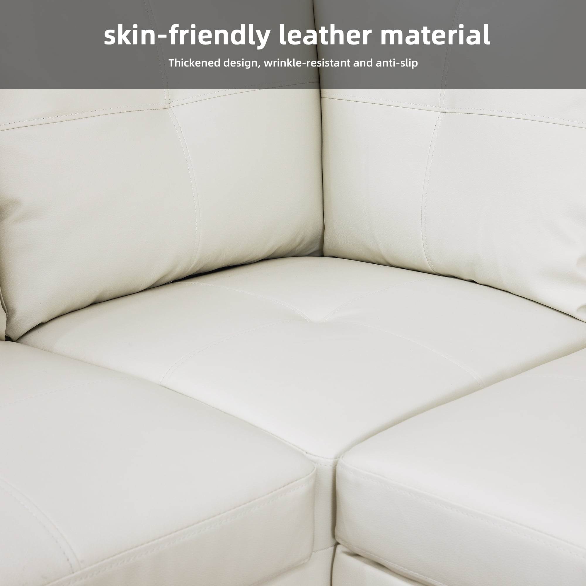 MAYEERTY Modern Adult 3-Piece Couch Living Room Sofa Set，White