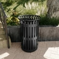 thumbnail image 2 of Flash Furniture Commercial Grade Black Outdoor Round Slatted Steel 37 Gallon Trash Can with Removable Inner Bin, 2 of 14
