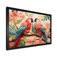 thumbnail image 2 of Designart "Tropical Parrot Pink and Blue Blooms II" Animals Framed Wall Art Decor - Modern Pink Parrot Entryway Framed Wall Art Print, 2 of 6
