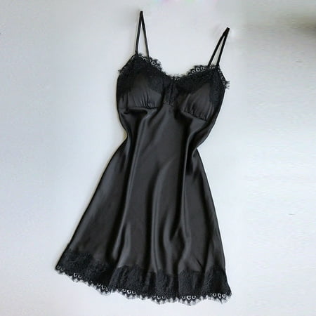 BeaUTT Pajamas for Women Plus Size Long Pants and Long Sleeve Shirt Women Sexy Lace Lingerie Nightwear underwear Robe Sleepwear Dress Black L