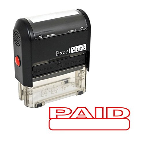 2x Paid Self Inking Stamps Rubber Stamp for Office 1.25 x 0.4 inches Red Ink 