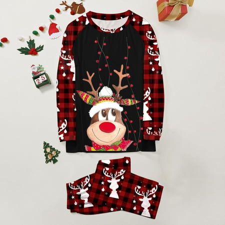 

FZM Christmas Family Matching Clothing Check Print Pajama Set Mom Style