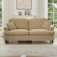 thumbnail image 4 of Newest Elegant Oversized Large Two Seater Sofa Couch, Flared Arms, Removable Ruffles Pleats Skirts, Spindle Legs,Comfy Chenille Two-Seat Love Seat Sofa for Living Room,Light Coffee, 4 of 20
