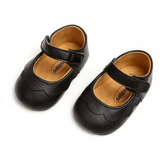 Infant Baby Girls Flats PU Leather Shoes With Rubber Sole Anti-slip First Walkers Toddler Walking Sneaker Dress Shoes