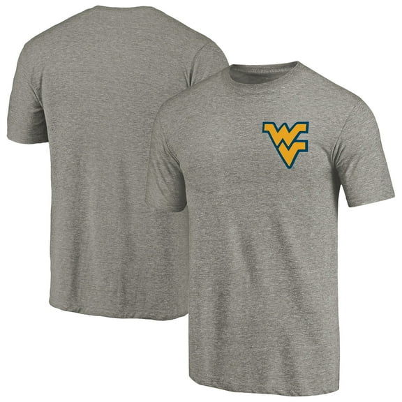 Men's Gray Heather West Virginia Mountaineers Left Chest Distressed Logo Tri-Blend T-Shirt