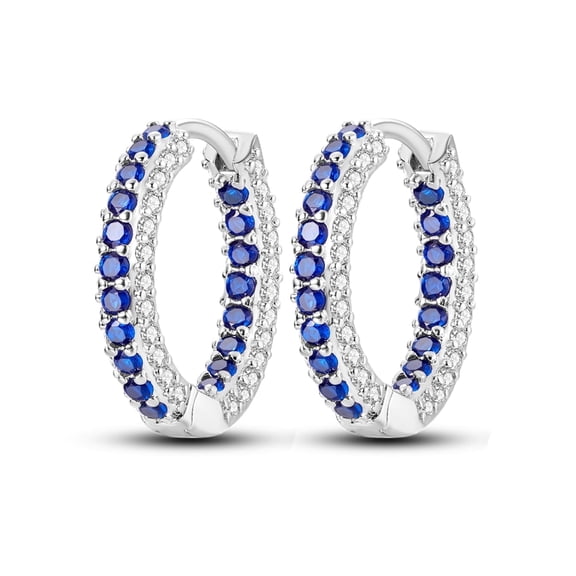 MULA Original 925 Sterling Silver Round Hoop Earrings Shining Blue AAA CZ for Women Jewelry Gift
