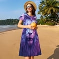 thumbnail image 4 of Balery Cool Lion Head Vestidos sueltos de manga corta para mujer, vestidos de verano 2025, vestidos casuales de corte A con vuelo., 4 of 6
