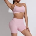 thumbnail image 6 of Rotm Yoga Sets for Women Women 2 Piece Workout Sets U Back Color Block Sports Bra High Waist Tummy Control Active Shorts Yoga Pilates Outfits Pink,XS, 6 of 6