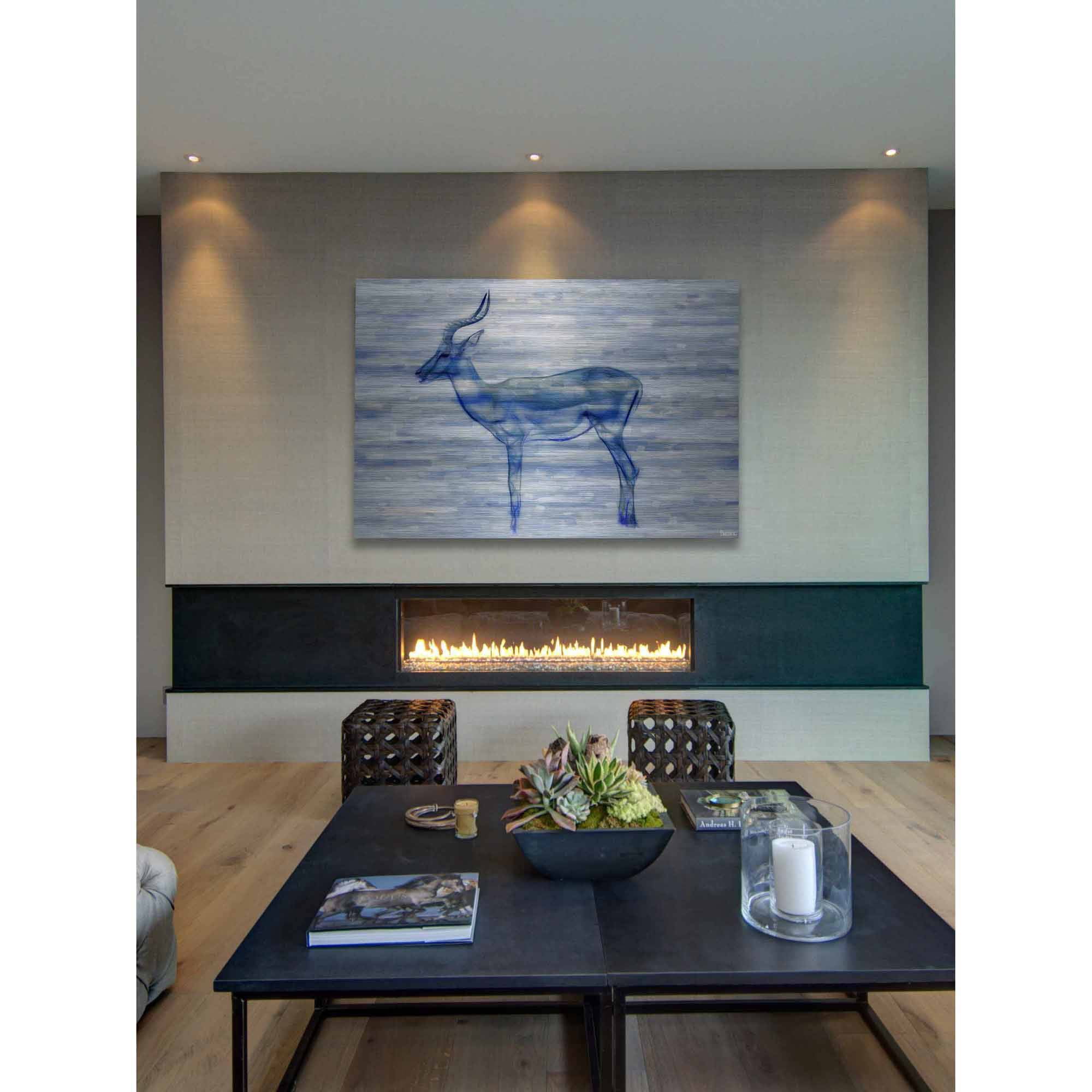 Parvez Taj 'Gazelle' Painting Print on Brushed Aluminum 18 x 12