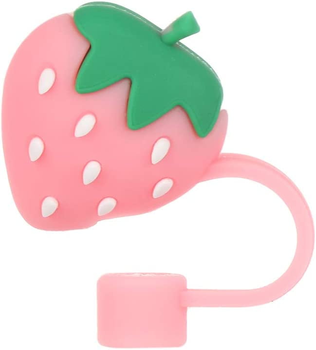 Cute Silicone Straw Plug, Reusable Drinking Dust Caps, Cartoon Plugs Cover,  Splash Proof Straw Tips, Cup Straw Accessories (Red Strawberry)