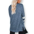 thumbnail image 3 of UVN Sweatshirts for Women Colorblock Striped Long Sleeve Shirts Tunic with Pockets Side Split Pullover Tops, 3 of 6