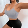 thumbnail image 5 of Women Summer Tops Women's Sports Bra Padded Crossback Bustier Without Underwire Spaghetti Straps Fitness Bra Push Up Stretch Longline Sports Top Top Compression Shirt Woman Supportive Tube GY1 One, 5 of 6
