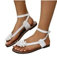 thumbnail image 4 of Viluyesy Women's Flat Sandals, Wide Width Adjustable Strap Flower Clip Toe Casual Fashion Beach Vacation Shoes White, 4 of 9