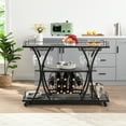 thumbnail image 5 of TYEUA ‌Industrial Bar Cart with Wheels - 3-Tier Serving Cart for Home, Kitchen Bar Cart with Storage Shelves, Mobile Beverage Station, Vintage Metal Cart, Multi-Level Drink Tray‌, 5 of 7