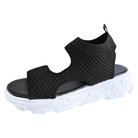 

PEASKJP Sandals Women Dressy Summer Women s Summer Casual Dressy Cute Flat Sandals Comfortable Square-Toe Fashion One Band Strappy Shoes Wide Width (Black 7.5)