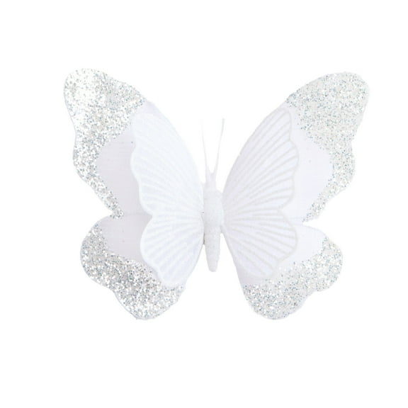 chaungfeng Sparkling Butterfly Clips, Christmas Floral Accessories, for Wedding Decor, Festival Scene, Tree Embellishment, 7.1"x6.7"