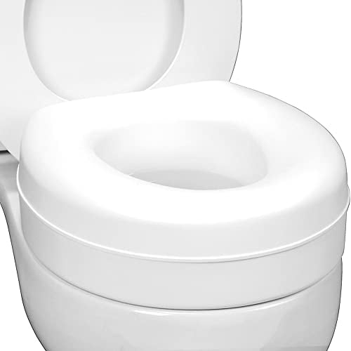 HealthSmart Riser de Siège de Toilette Surélevé Qui S'Adapte à la Plupart des Bols Standard pour un Confort et une Élévation Améliorés avec des Coussinets Antidérapants, 15x15x5, Nouveaux et Améliorés