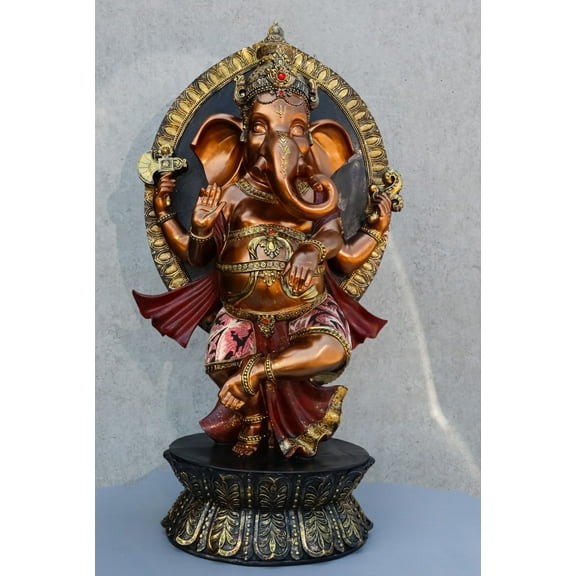 Large 28.5"H Hindu God Dancing Avatar Nritya Ganesha Chaturthi Yoga Pose Statue