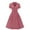 Pink, variant on QLEICOM 1950's Dresses for Women Vintage, Short Sleeve V-Neck Lapel Dress, Solid Formal Stretch Slim Button High Waist Swing Dress, Audrey Hepburn Style Party Dresses Pink S