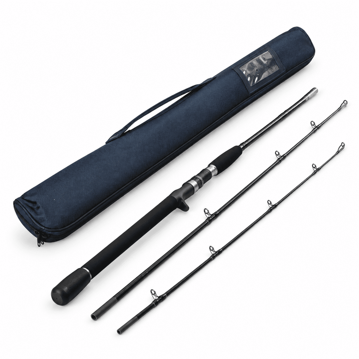 7 Portable 3-piece Saltwater Offshore Heavy Graphite Baitcasting Fishing Rod with Case