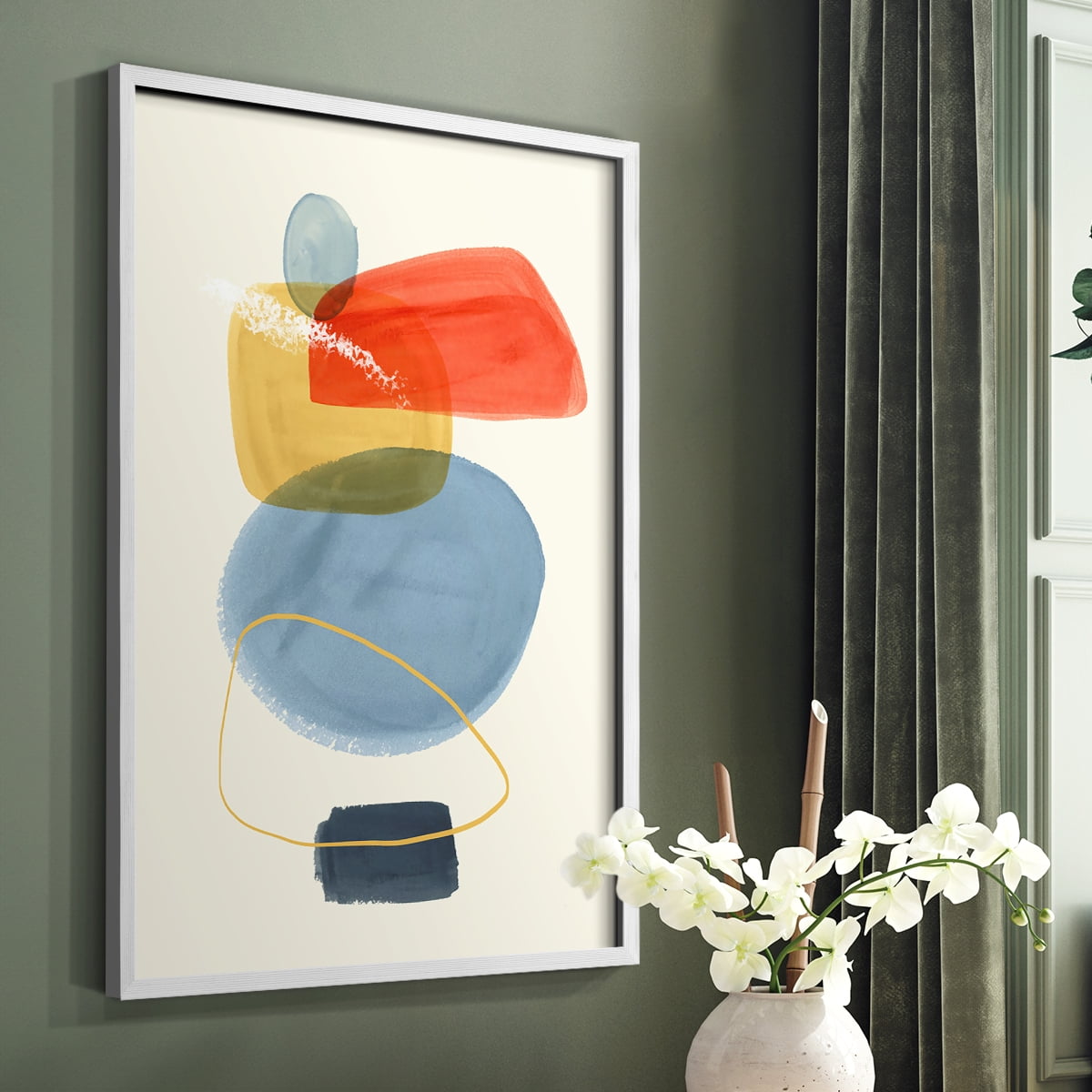 Bright Color Bundle I Framed Print in White Solid Wood Framed Print No Nail Hanging