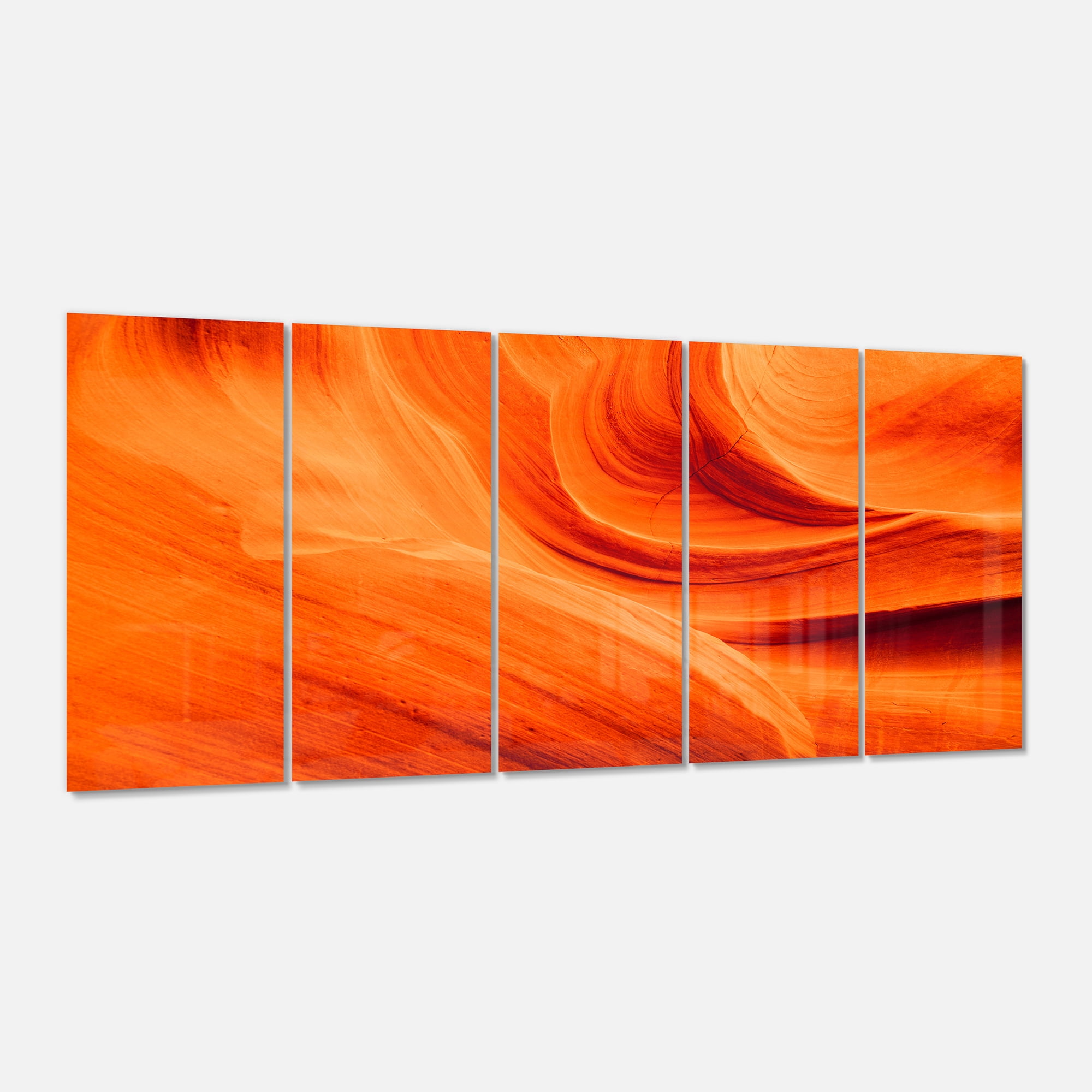 Designart 'Orange Upper Antelope Canyon ' Multipanel Landscape Photography Metal Wall Art